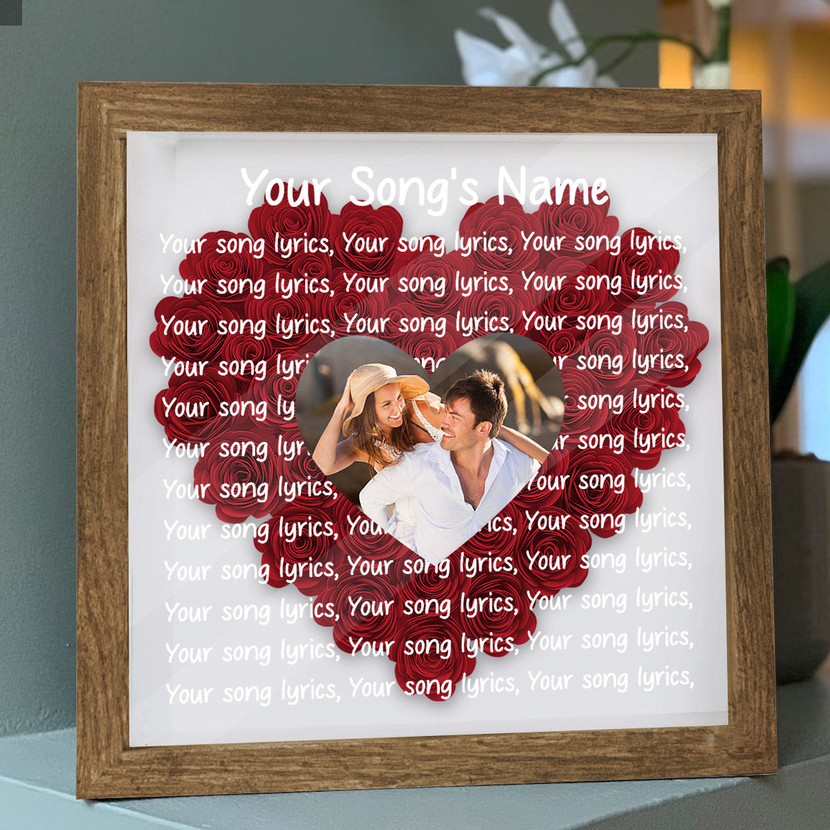 Paroles de chanson et photo personnalisées - Boîte à fleurs personnalisée pour couple