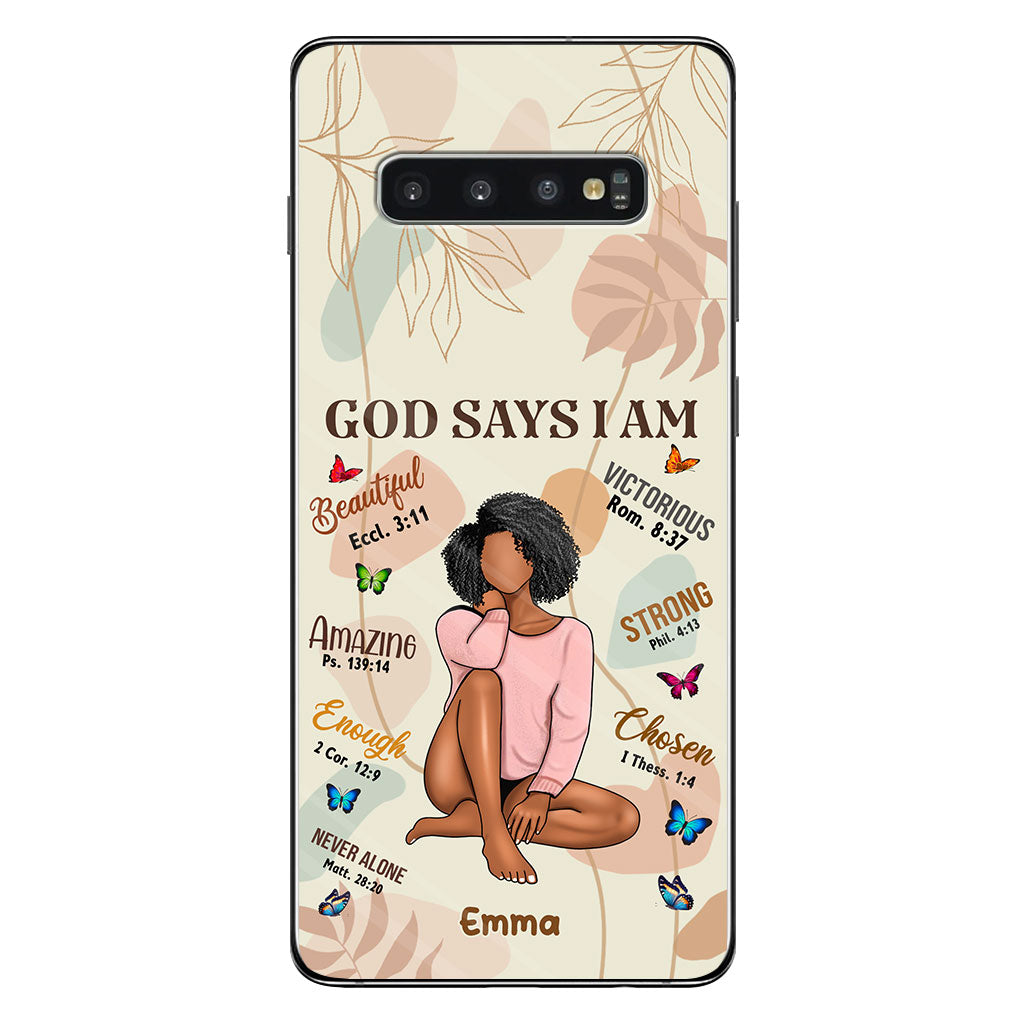 God Says I Am - Personalized African American Phone Case