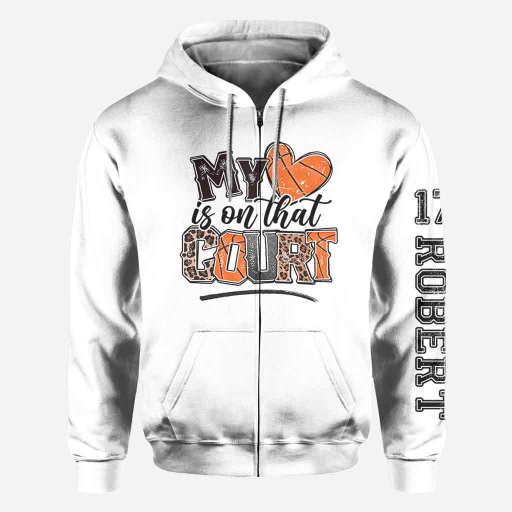 My Heart Is On That Court Basketball Mom - Personalized Basketball All Over Shirt