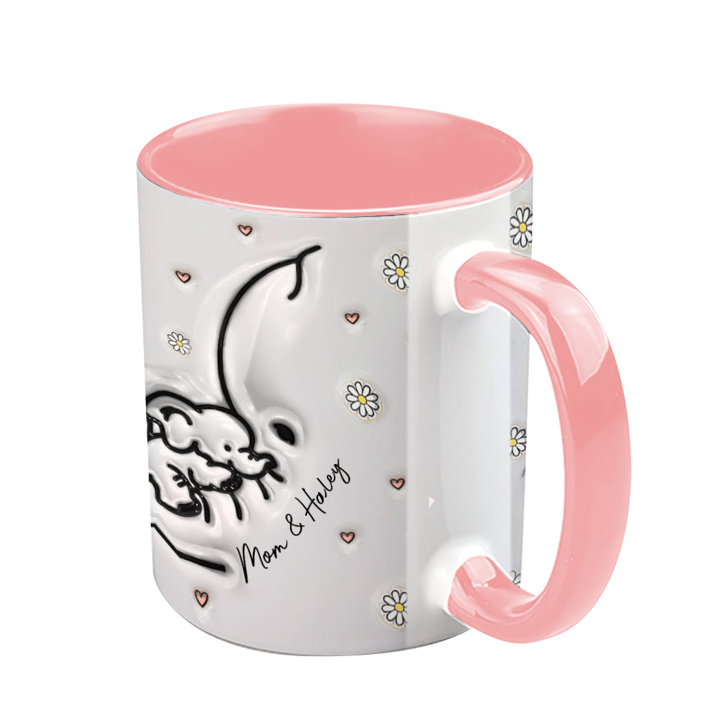Mother And Daughter And Son Forever Linked Together Elephant Inflated - Personalized Mother Accent Mug