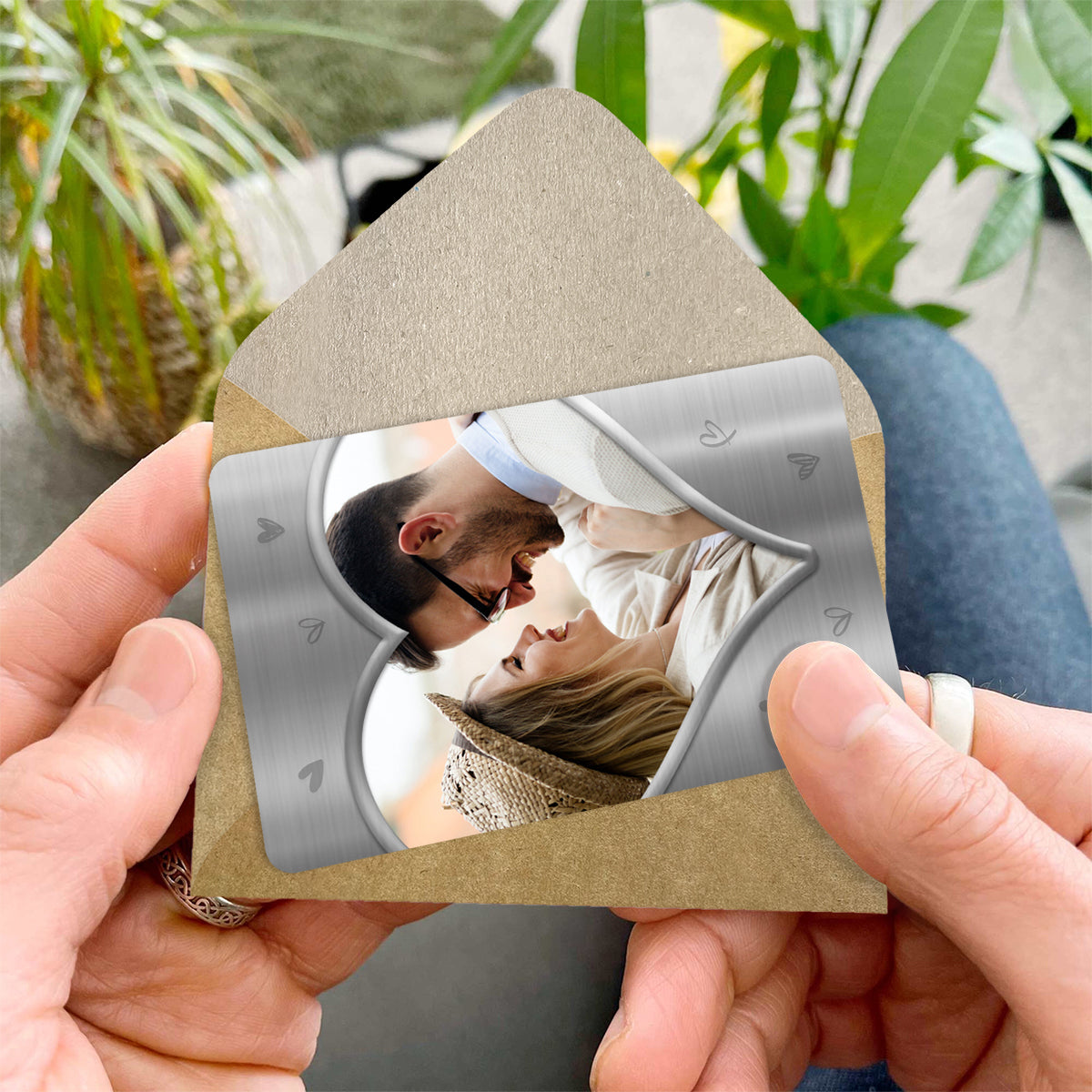 Petit rappel : Téléchargez une photo - Carte personnalisée pour portefeuille de couple