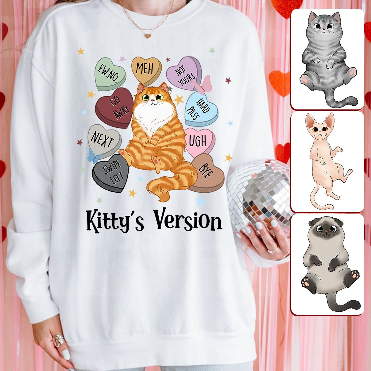 T-shirt et sweat à capuche personnalisés « Heart Candy Cat Kitty Version » - T-shirt et sweat à capuche pour chat