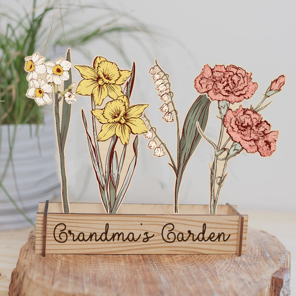 Fleur de naissance en bois - Fleur de naissance personnalisée pour maman 