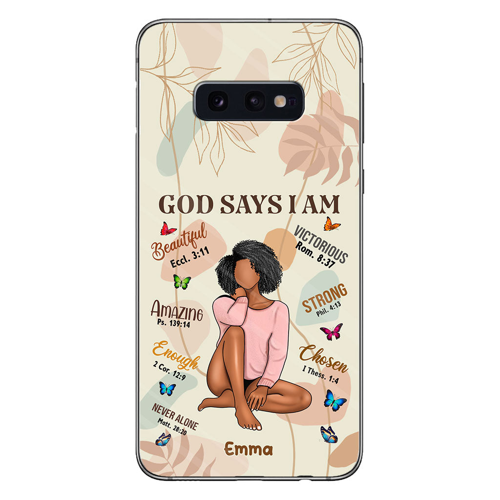God Says I Am - Personalized African American Phone Case