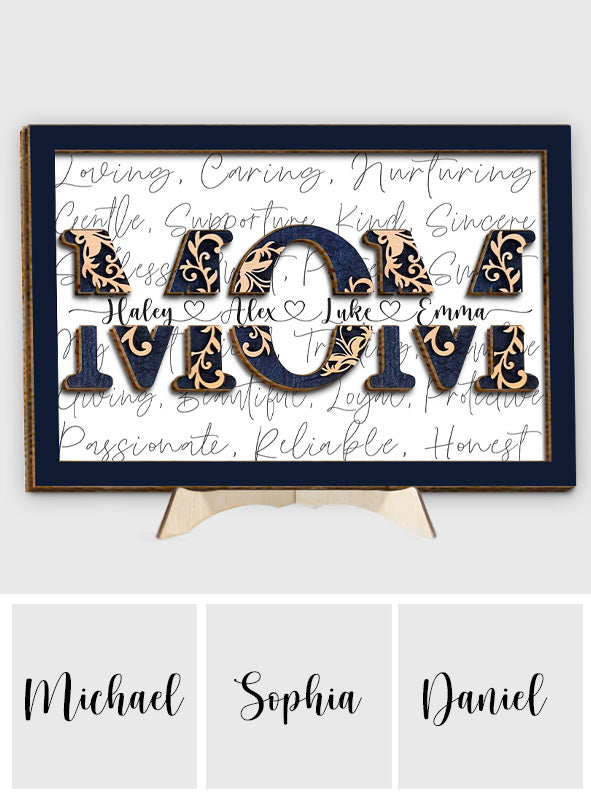 Mom With Kids' Names - Personalized Mother 2 Layered Wood Sign / Wood Plaque