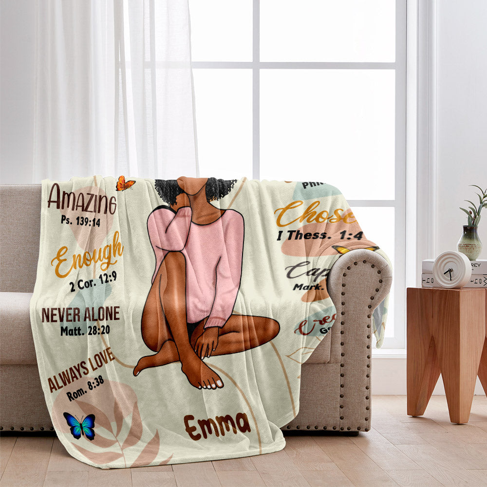 God Says I Am - Personalized African American Blanket