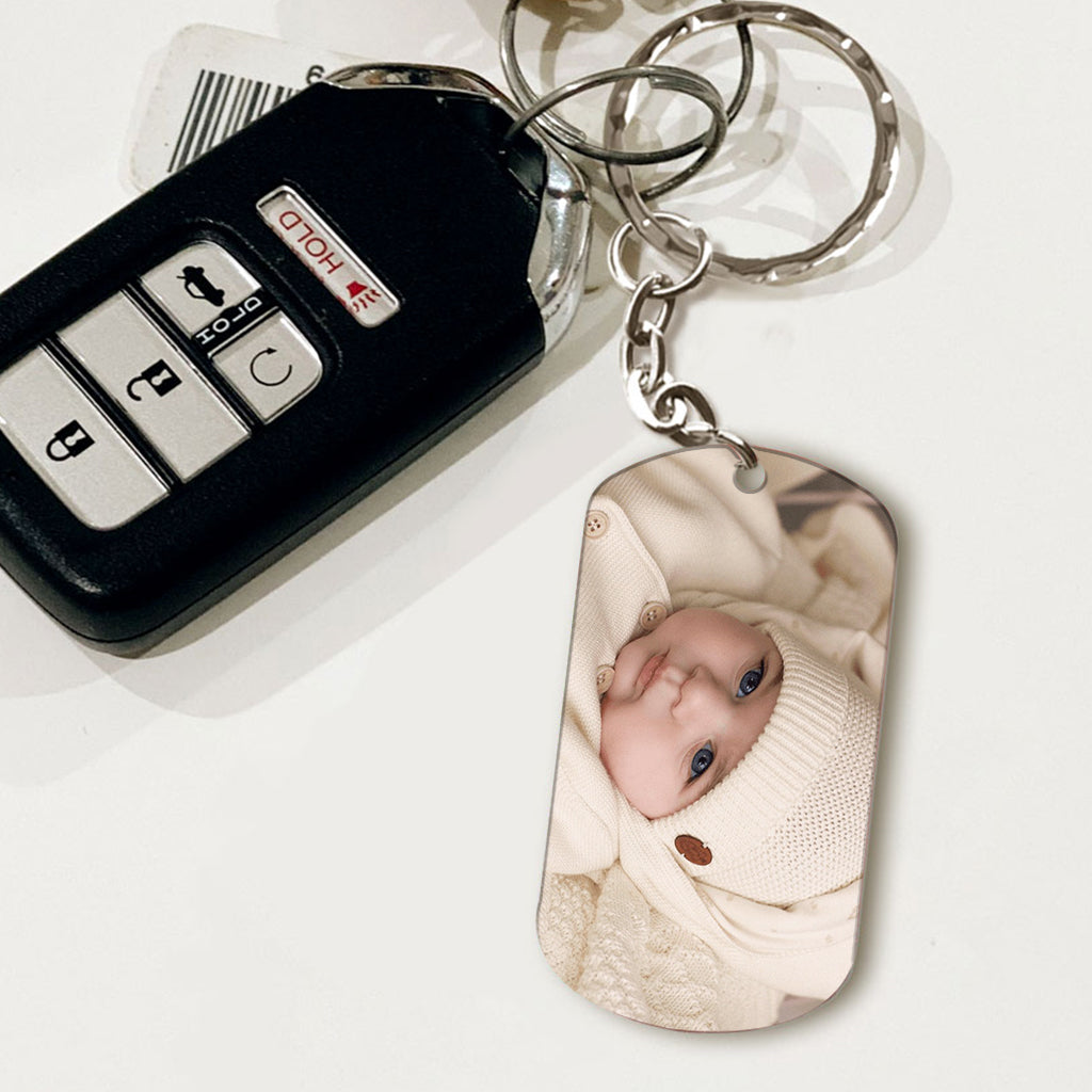 Calendrier photo personnalisé « Le jour où tu es devenu(e) ma maman/mon papa » - Porte-clés personnalisé en acier inoxydable pour maman