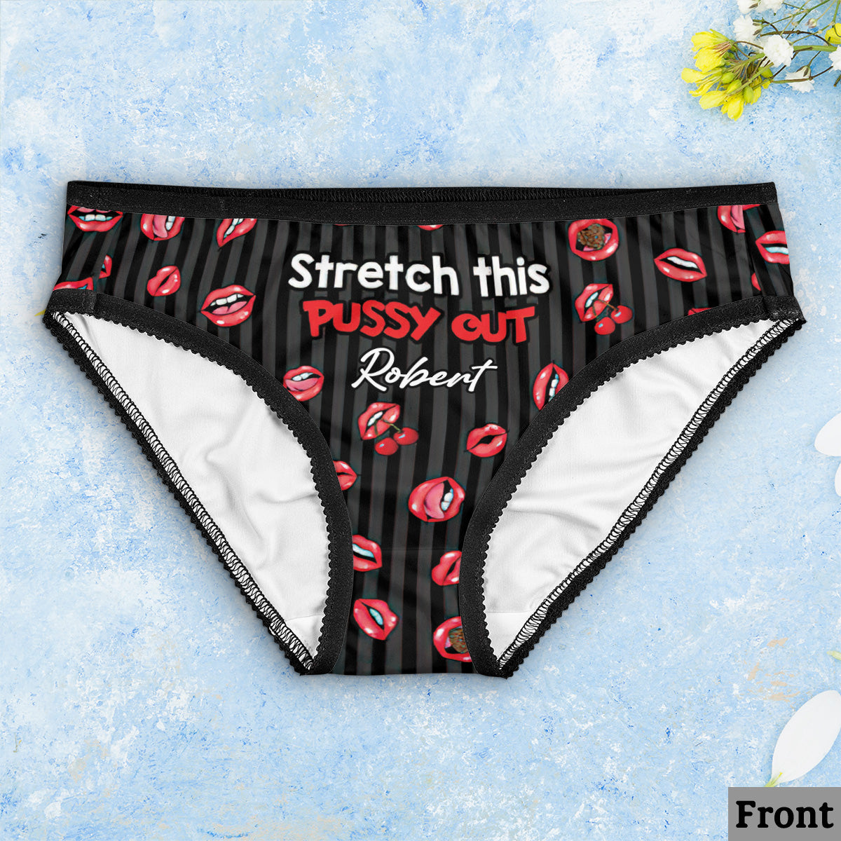 Étirez ce vagin - Culottes pour femmes personnalisées avec bordure en dentelle pour couples