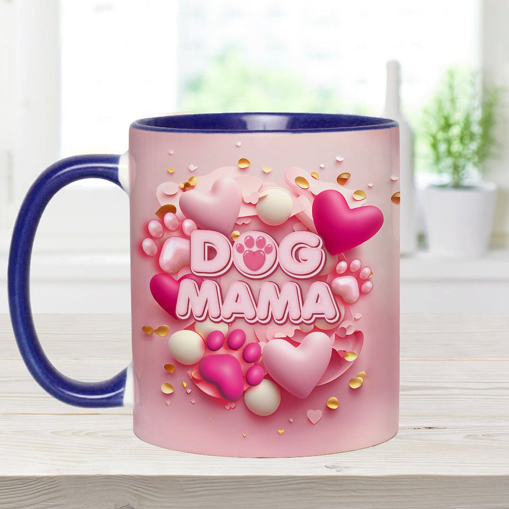 Mug personnalisé « Maman Chien Chat Fourrure » ​​avec cœur rose 3D