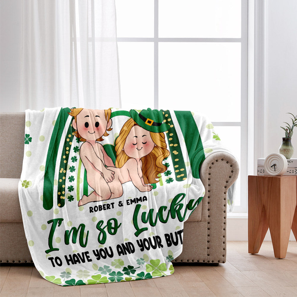 Couverture personnalisée pour couple « Quelle chance de t’avoir, toi et tes fesses »