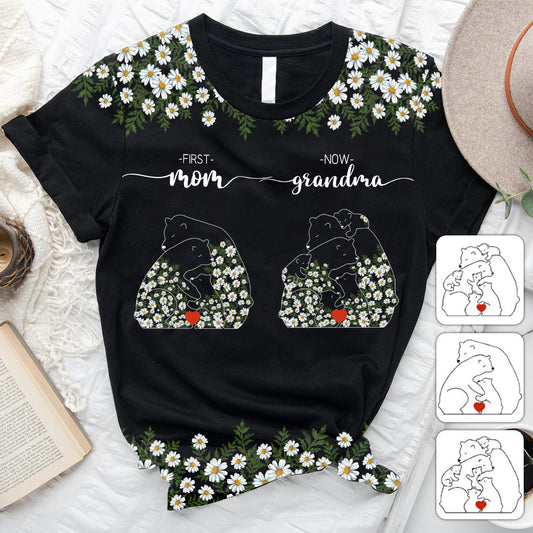 Première maman, maintenant grand-mère Bear Daisy - T-shirt personnalisé « Grand-mère »