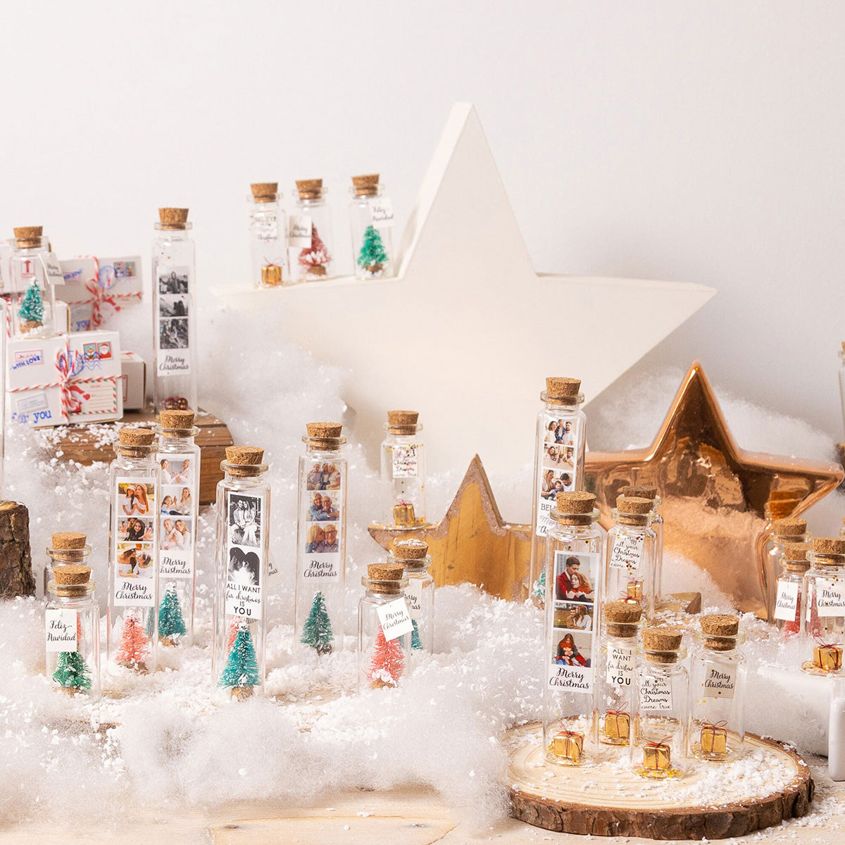 Photo et message personnalisés - Mini-bouteille décorative pour couple