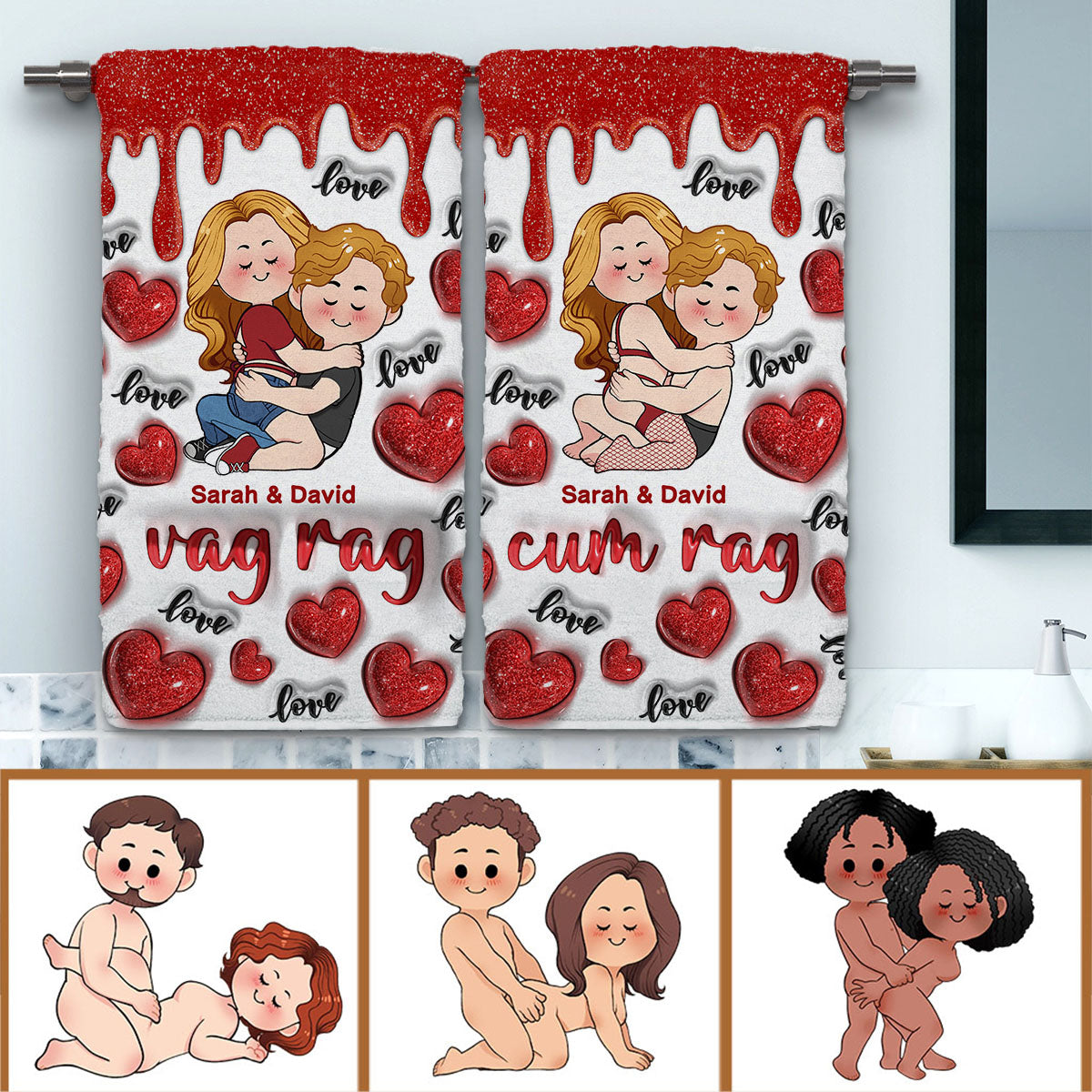 Je t'aime - Serviette personnalisée pour couple
