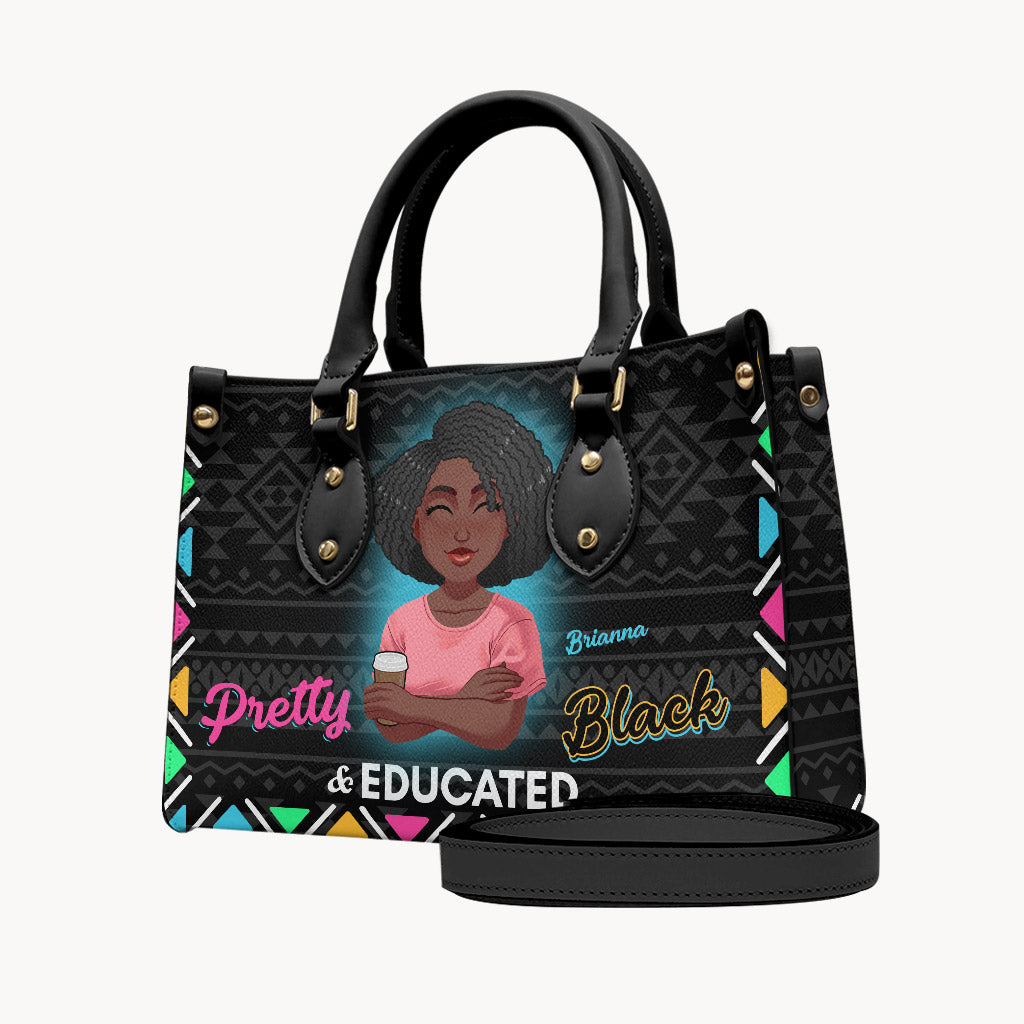 Jolie Noire et Éduquée - Sac à main personnalisé en cuir afro-américain