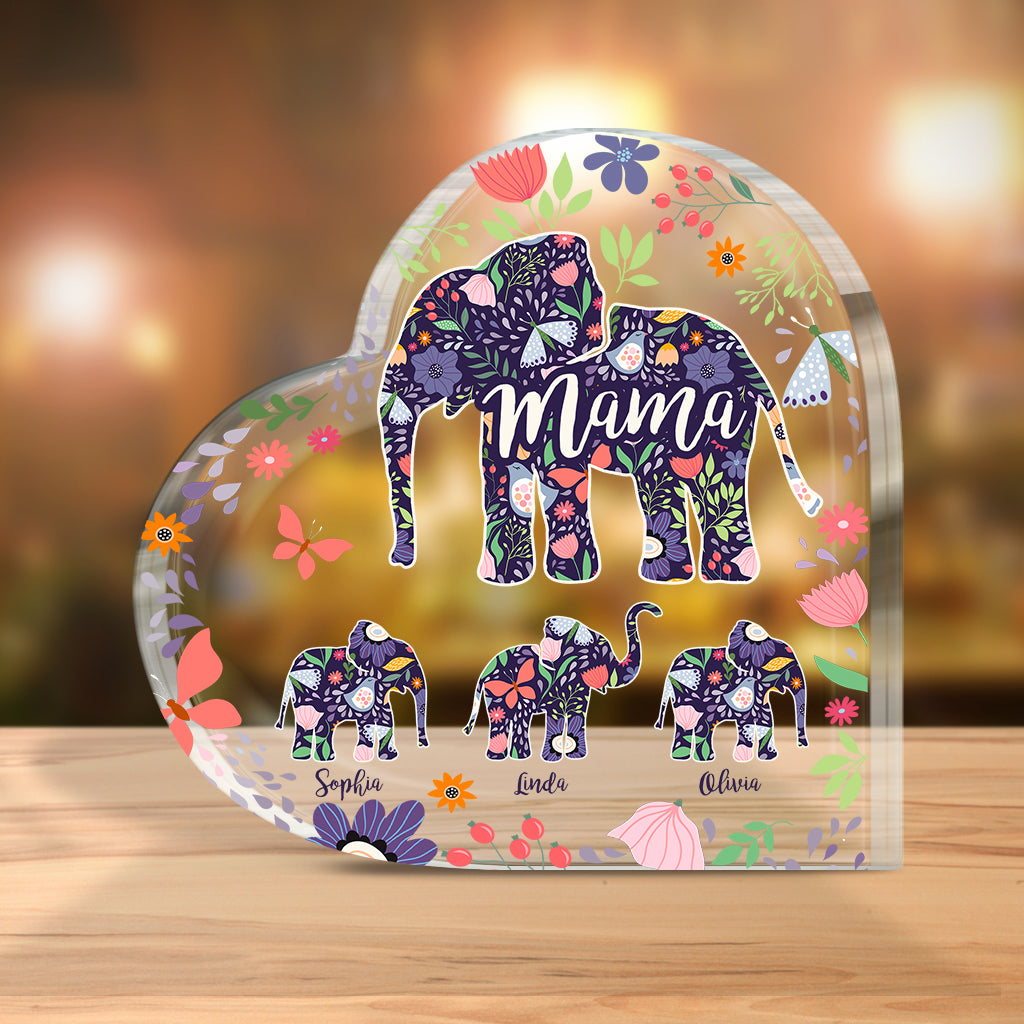 Elephant Mom - Personalized Mother Custom Shaped Acrylic Plaque