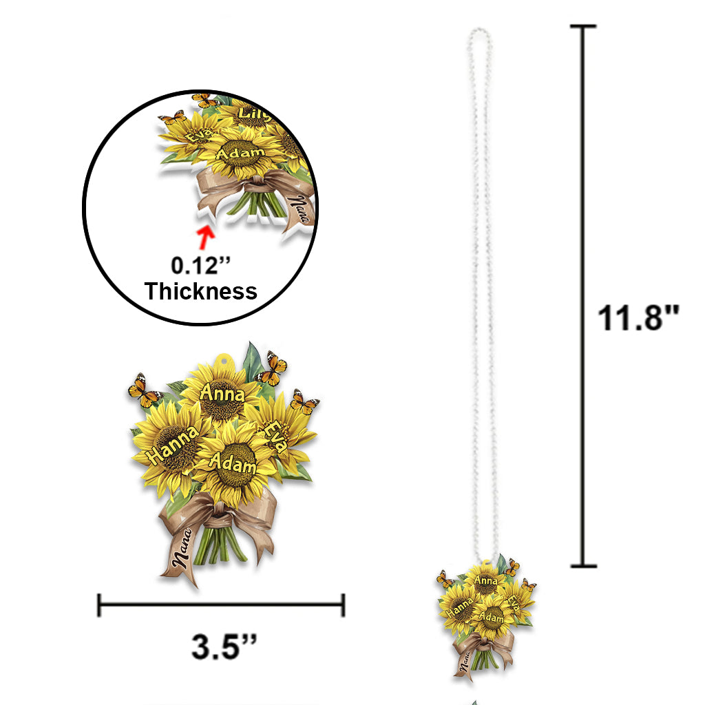 Tournesols de la maman de grand-mère - Ornement de voiture personnalisé pour grand-mère