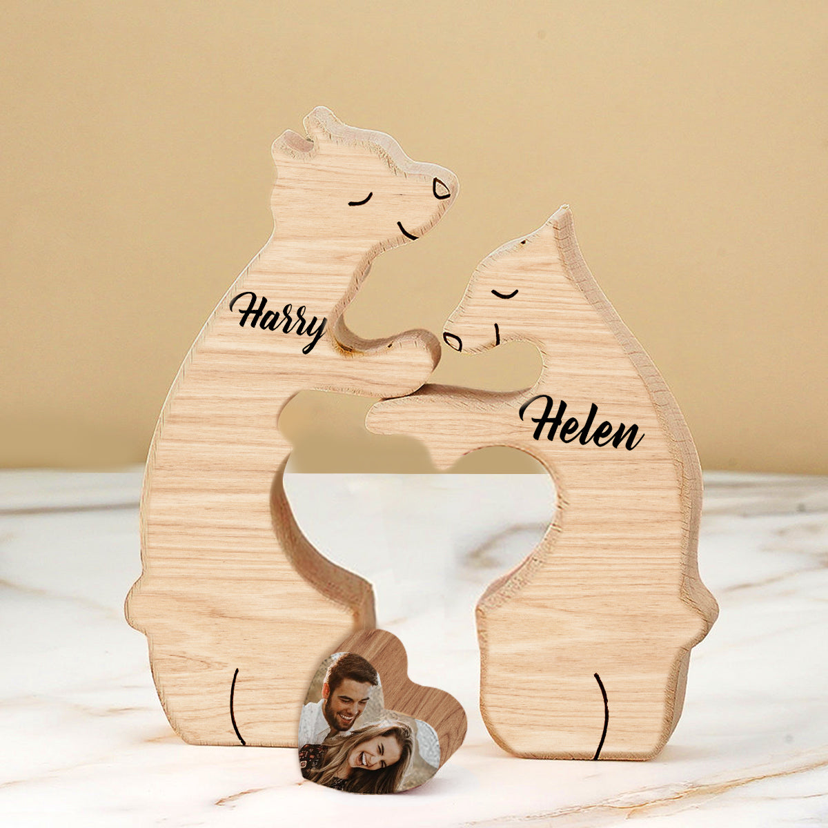 Couple d'ours - Puzzle en bois personnalisé pour couple
