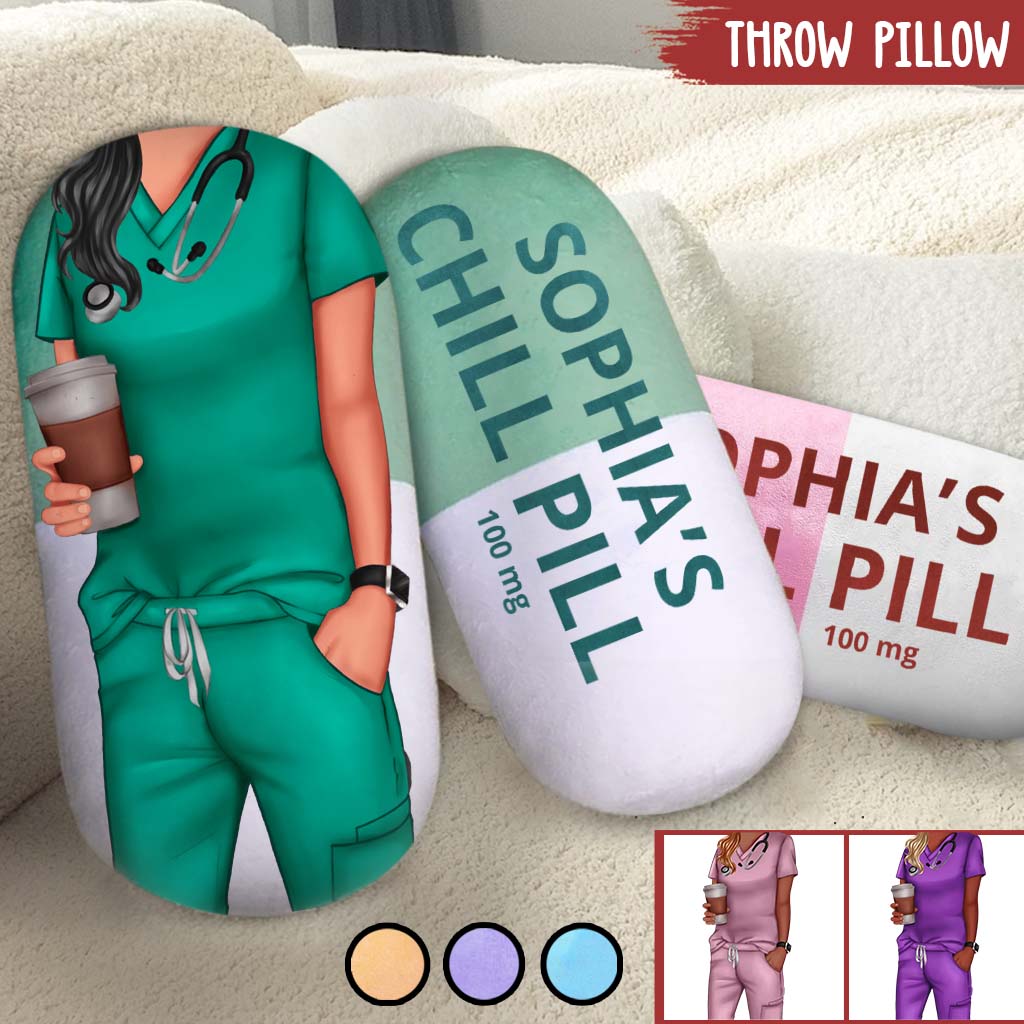 Oreiller personnalisé en forme d'infirmière - Nurse Chill Pill