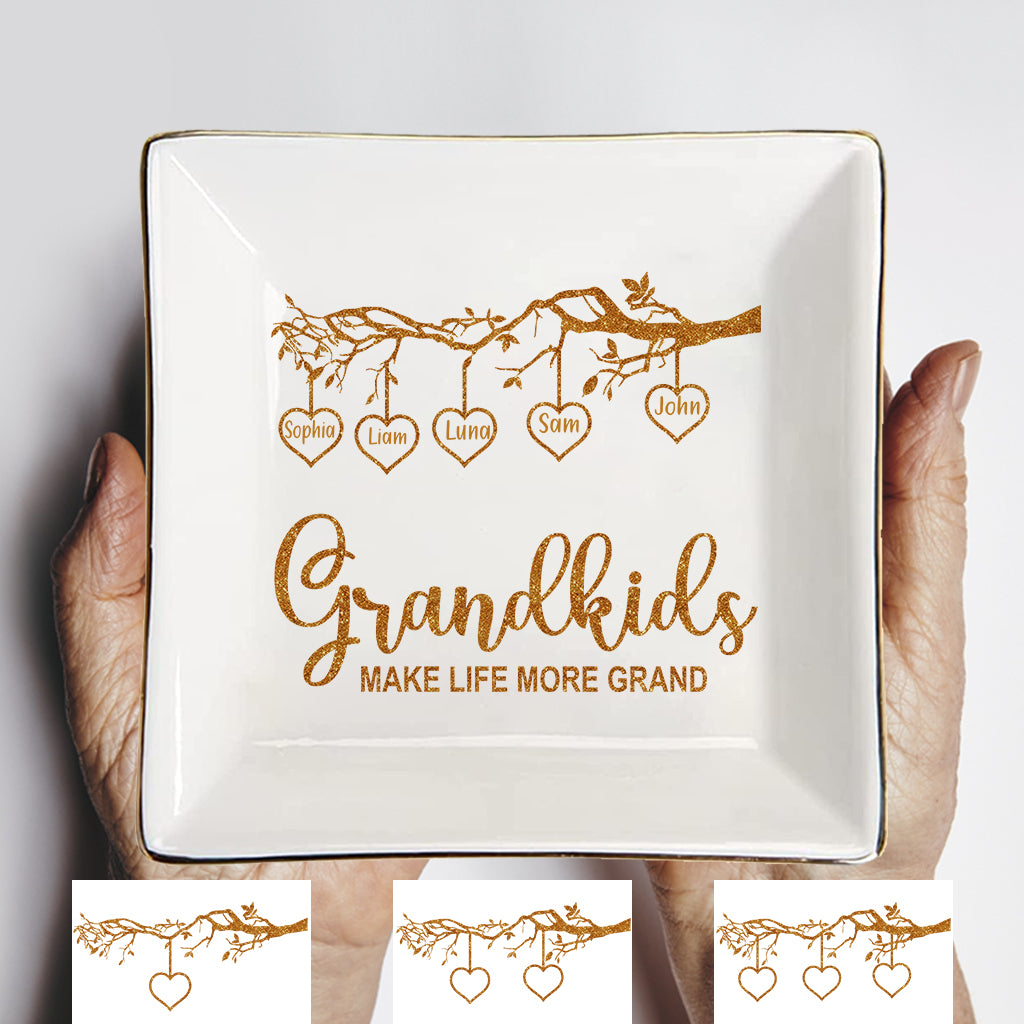 Grandkids Make Life More Grand - Personalized Grandma Jewelry Dish