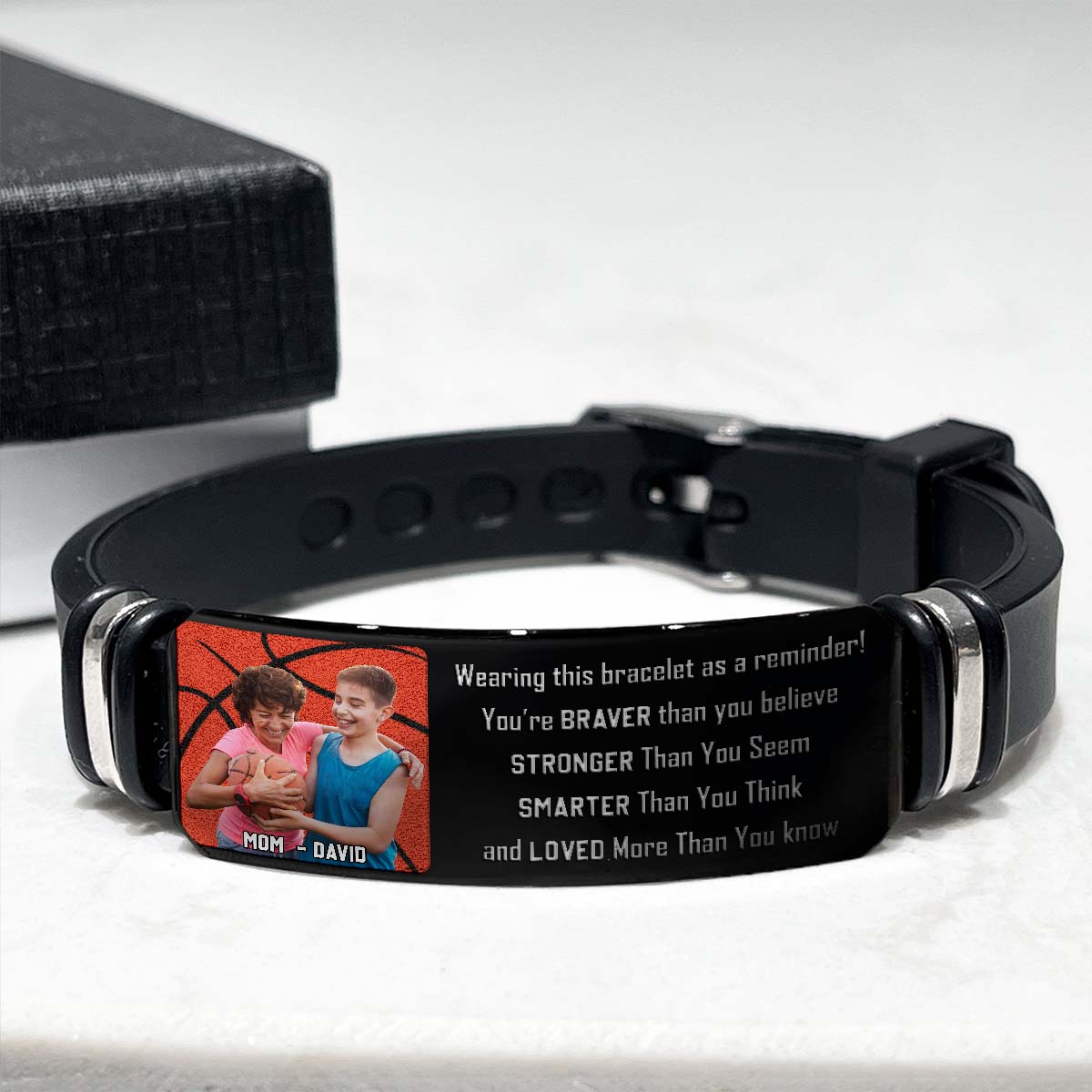 Tu es plus courageux que tu ne le crois - Bracelet de basket-ball personnalisé gravé