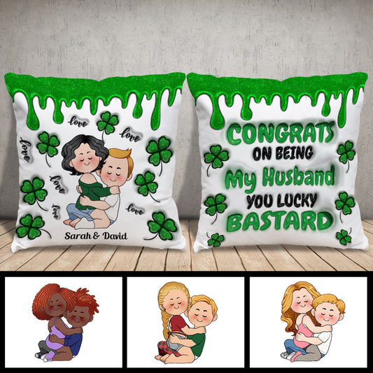 Félicitations pour être mon mari ! - Coussin décoratif personnalisé pour couple