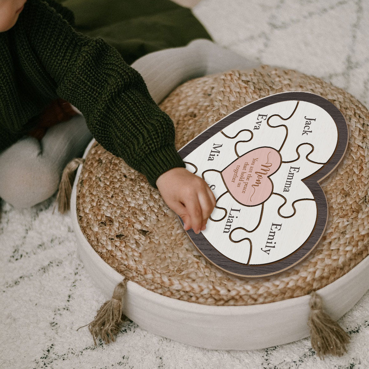 Maman, tu es le pilier de notre famille - Puzzle personnalisé avec le nom de maman