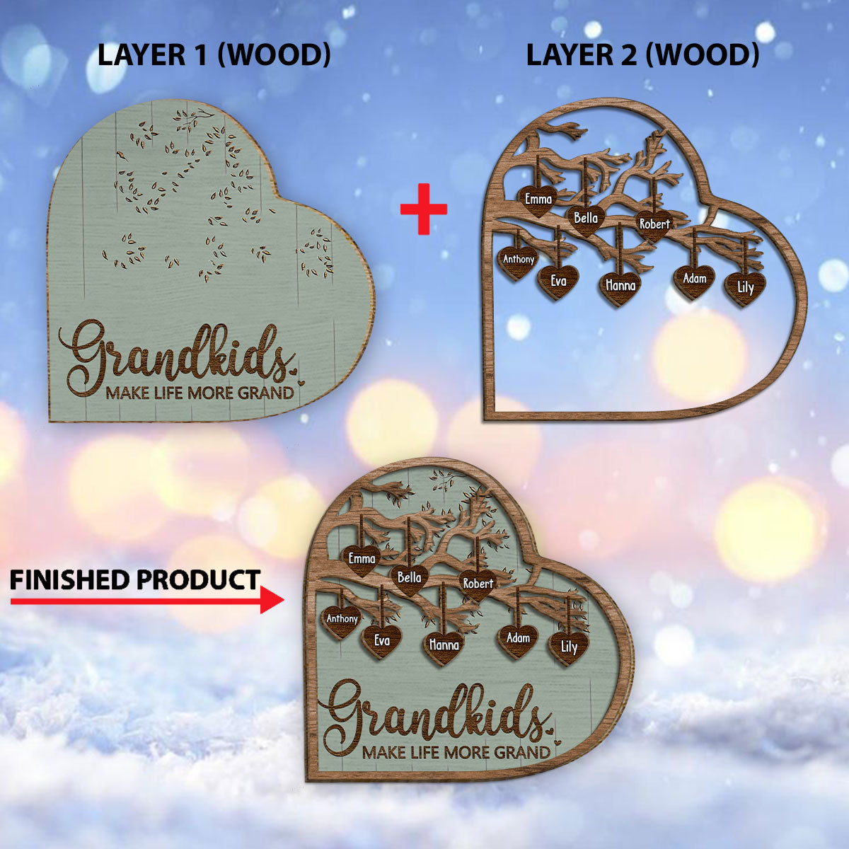 Les petits-enfants rendent la vie plus belle - Plaque en bois personnalisée pour grand-mère (2 couches)