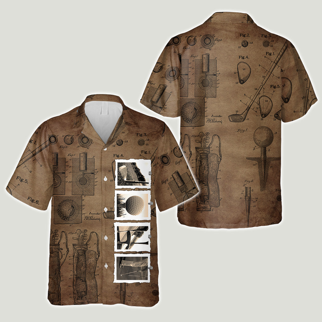 Chemise hawaïenne de golf personnalisée Vintage Golf - Nom personnalisé