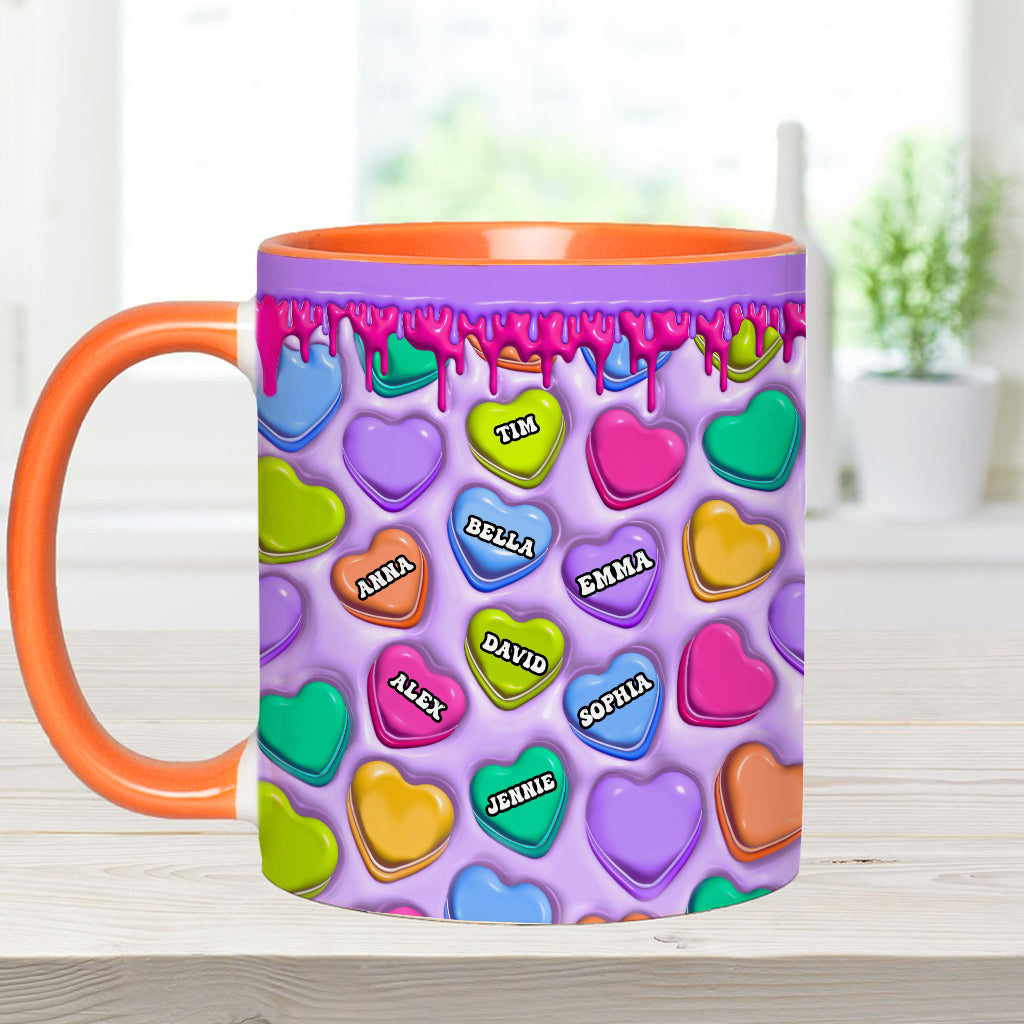 Touche ce cœur, je t'aime mamie, mamie, mamie, maman - Mug personnalisé pour maman