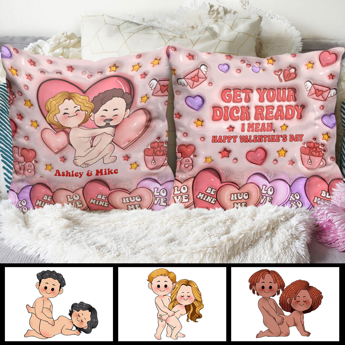 Préparez-vous à Willy - Coussin décoratif personnalisé pour couple