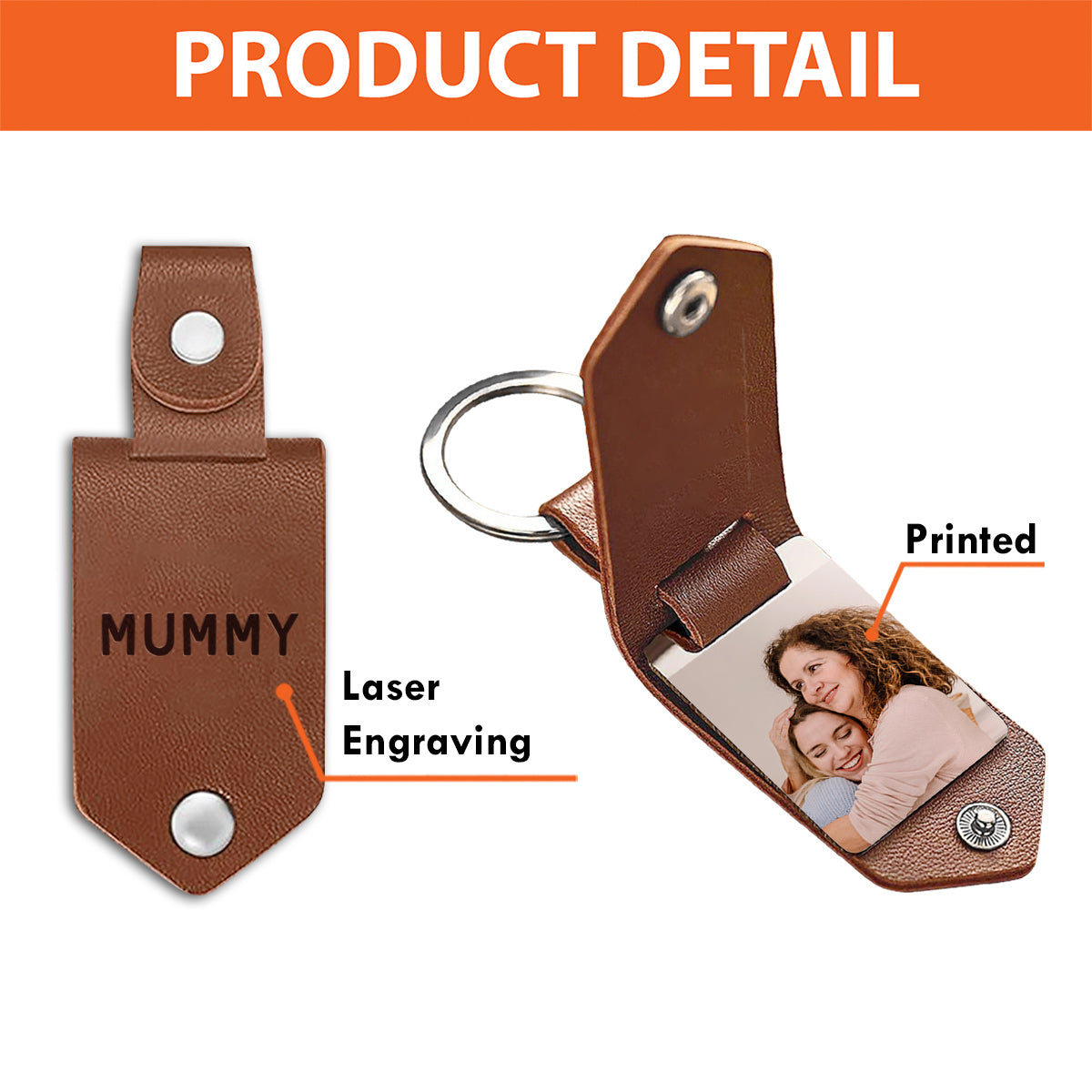 Custom Mother Photo - Personalized Mother Leather Photo Keychain