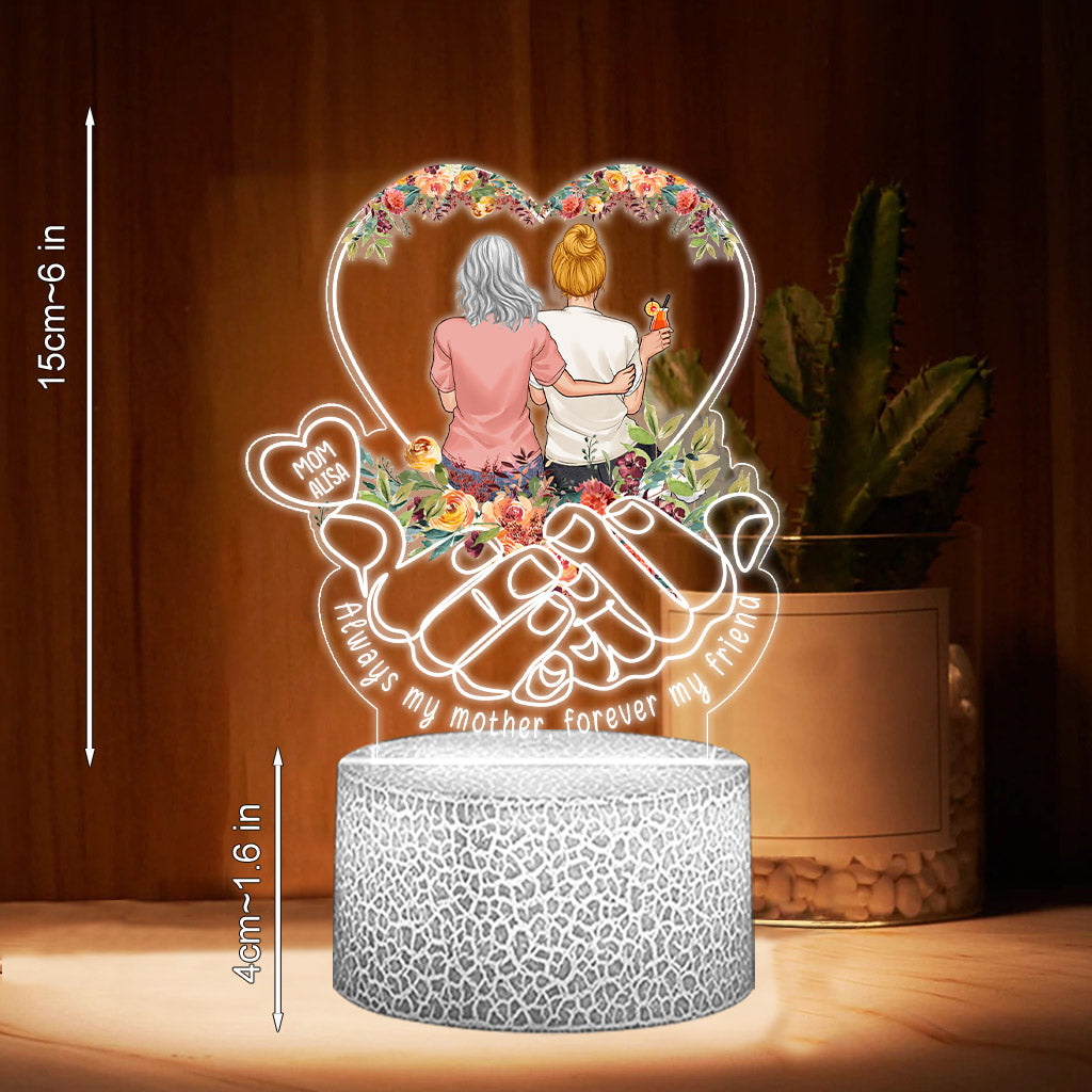 Toujours ma mère, pour toujours mon amie - Plaque lumineuse personnalisée en forme de mère