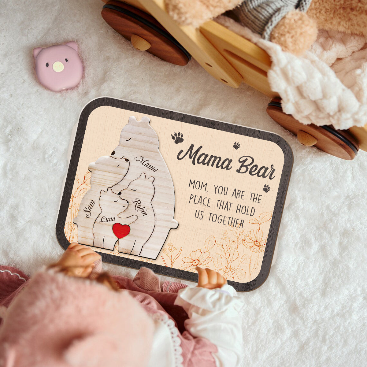 Maman, tu es le pilier de notre famille - Puzzle personnalisé avec le nom de maman