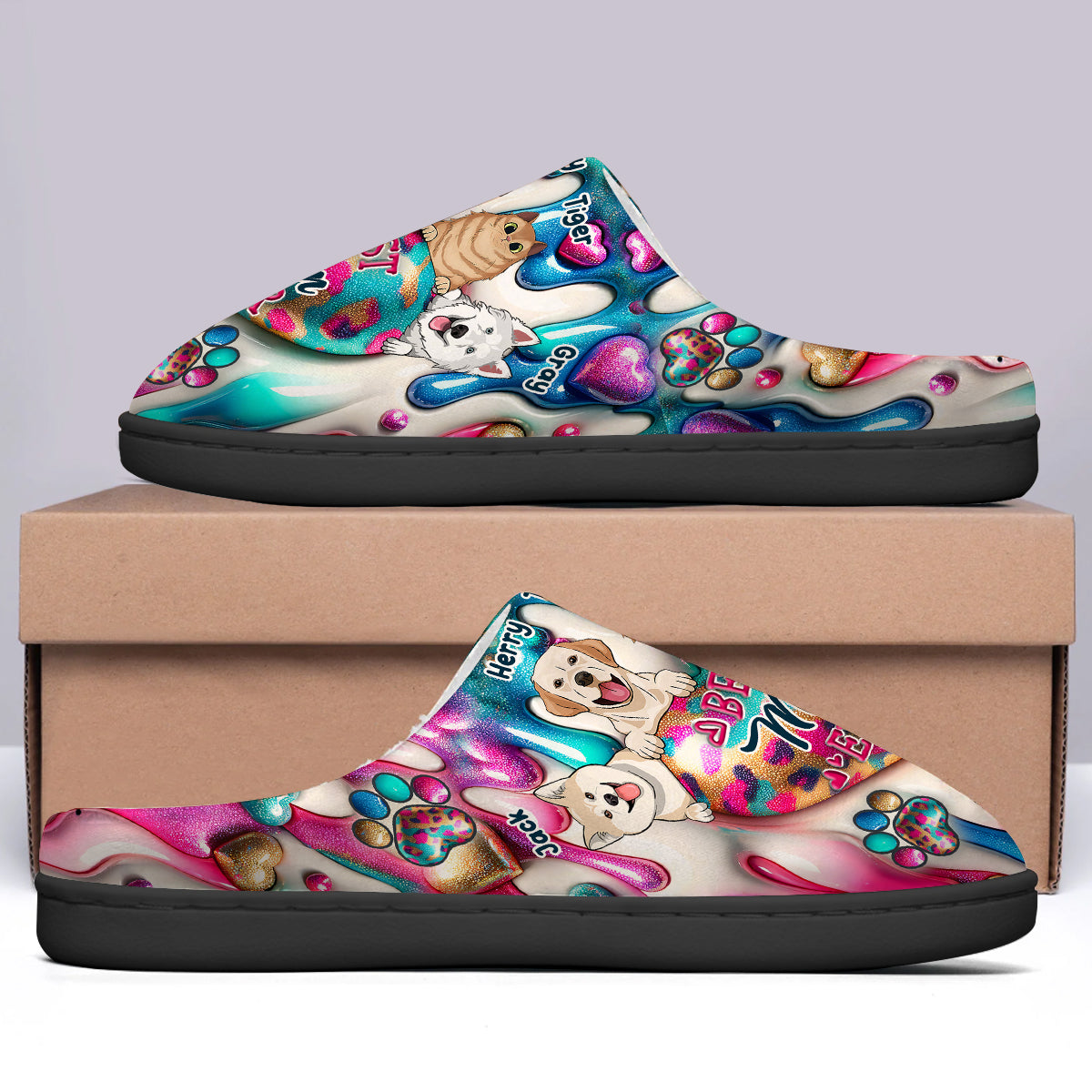 Meilleure maman du monde - Pantoufles personnalisées pour chiens