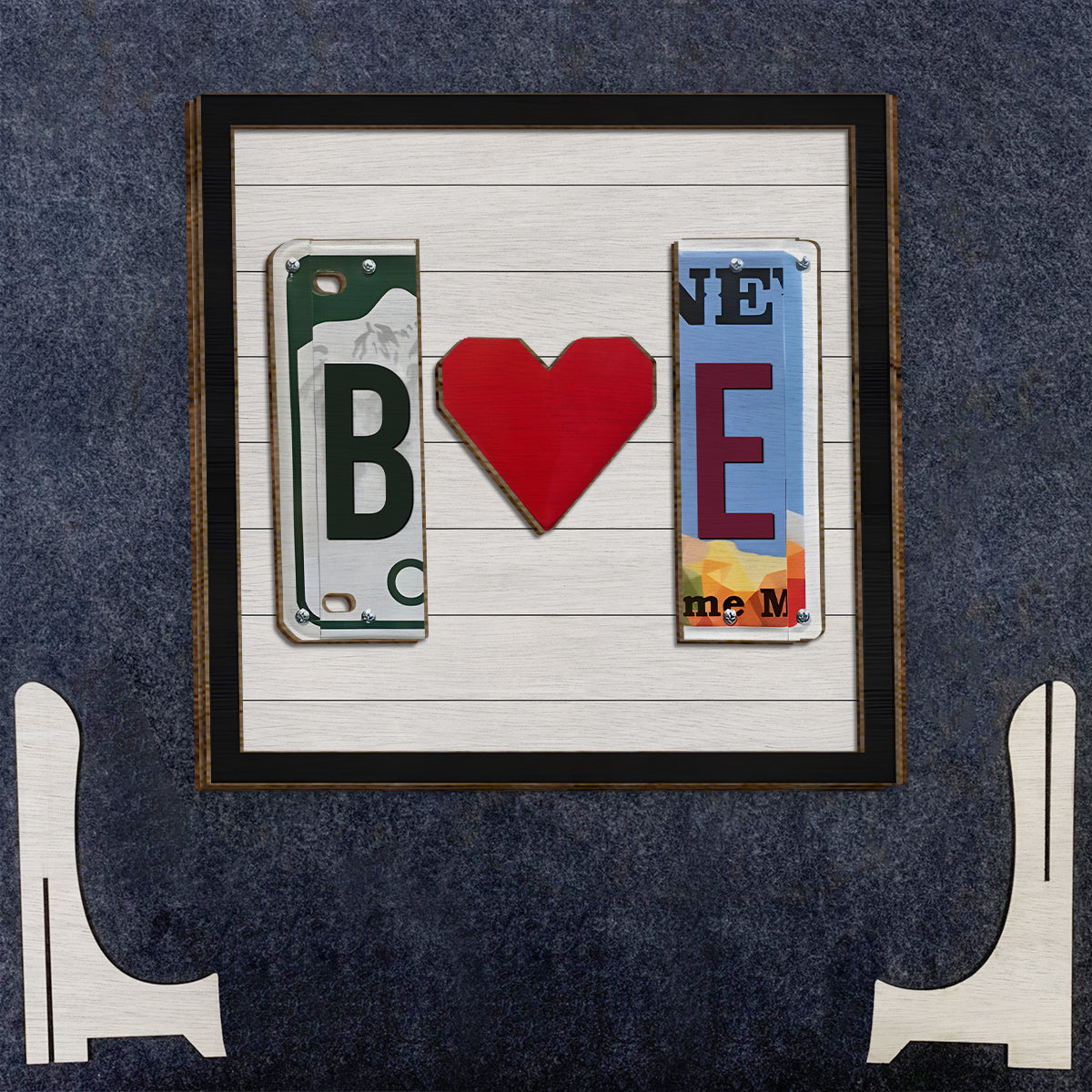 Plaque d'immatriculation personnalisée pour couple (2 couches) - Lettre au choix