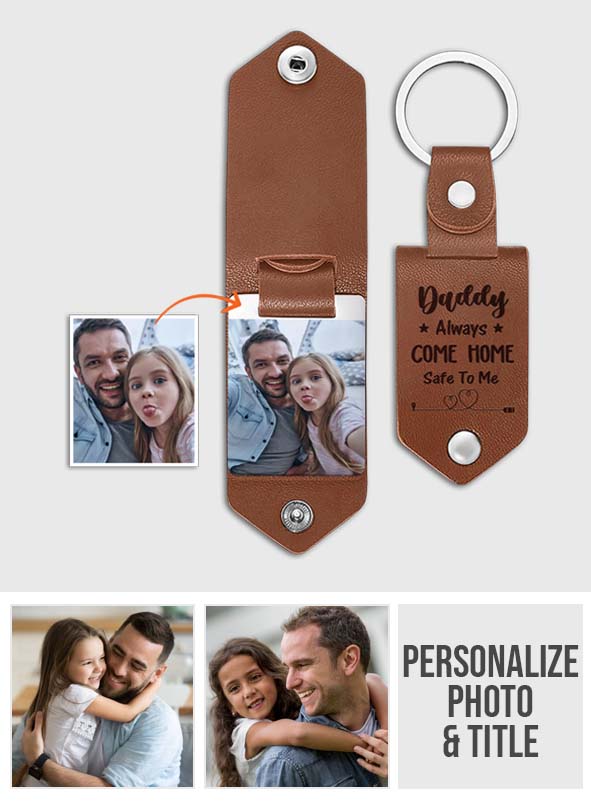 Porte-clés en cuir personnalisé avec photo - Cadeau pour papa - Porte-clés photo en cuir personnalisé