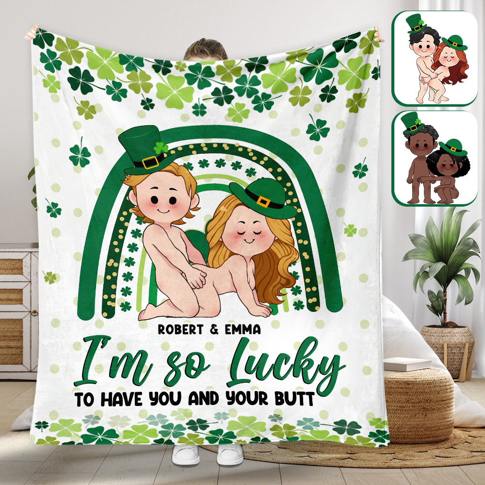Couverture personnalisée pour couple « Quelle chance de t’avoir, toi et tes fesses »