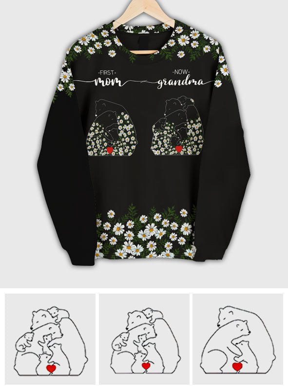 Première maman, maintenant grand-mère Bear Daisy - T-shirt personnalisé « Grand-mère »