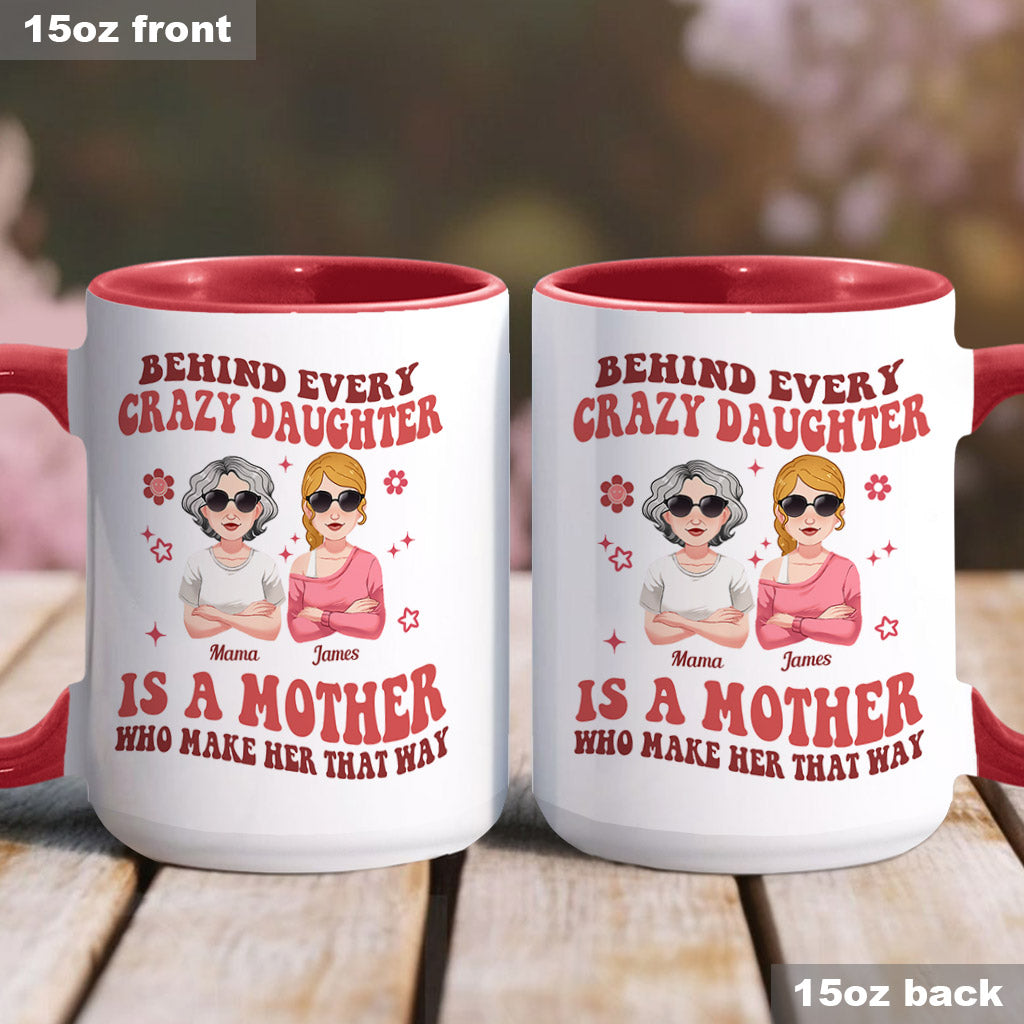 Derrière chaque fille/fils fou/folle - Mug personnalisé pour maman