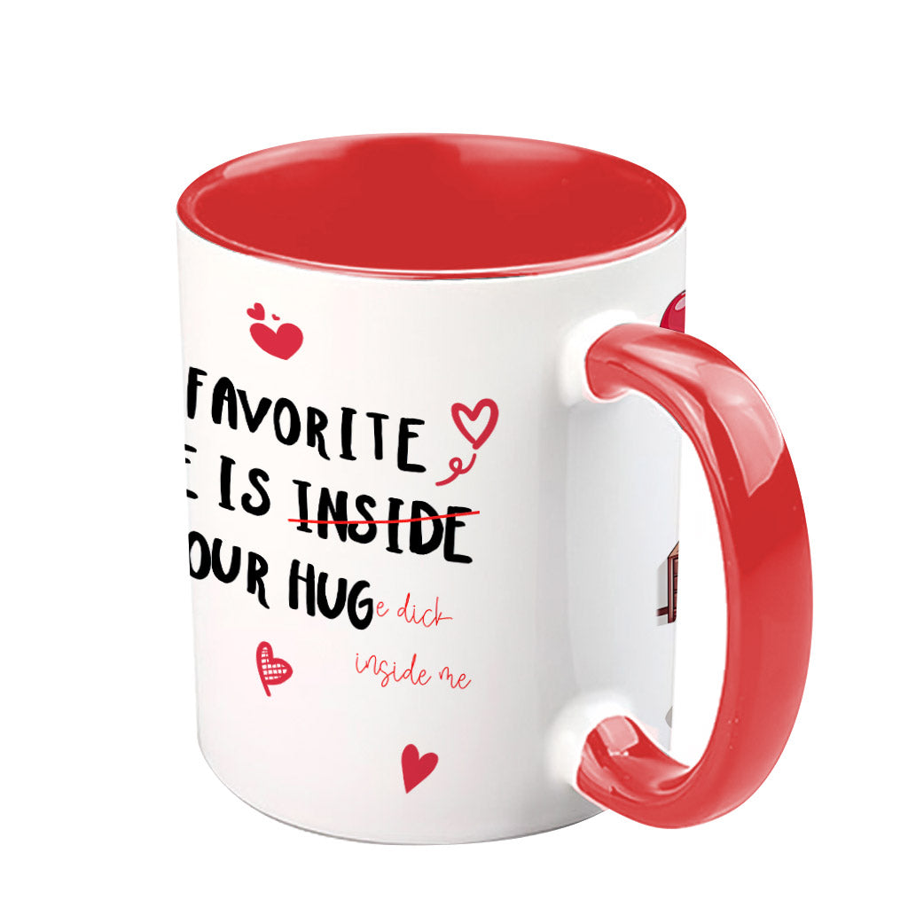 Mon endroit préféré, c'est ton énorme D en moi - Mug personnalisé pour couple