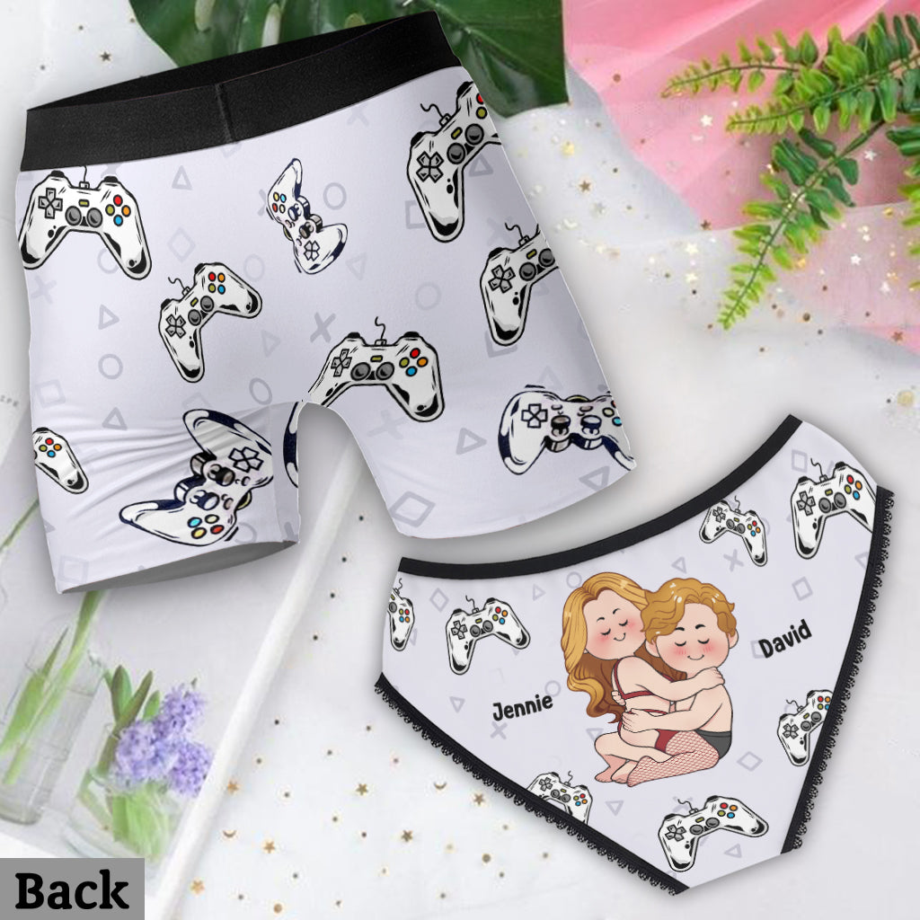 Play With Me - Personalized Video Game Lace Border Women Briefs And Men’s Boxer Briefs