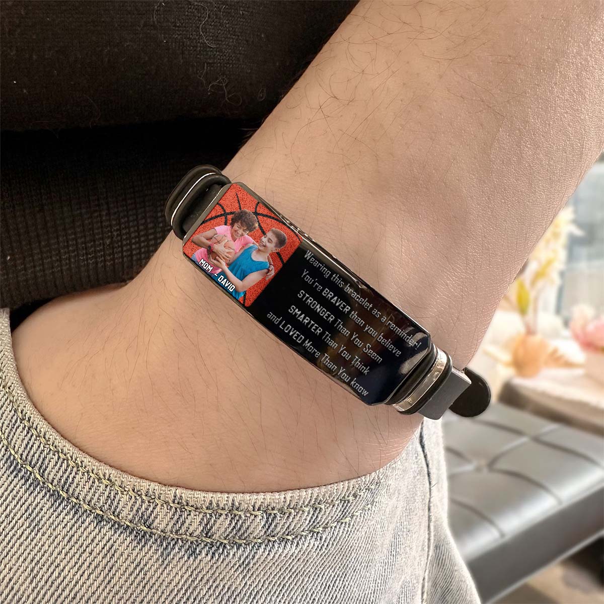 Tu es plus courageux que tu ne le crois - Bracelet de basket-ball personnalisé gravé