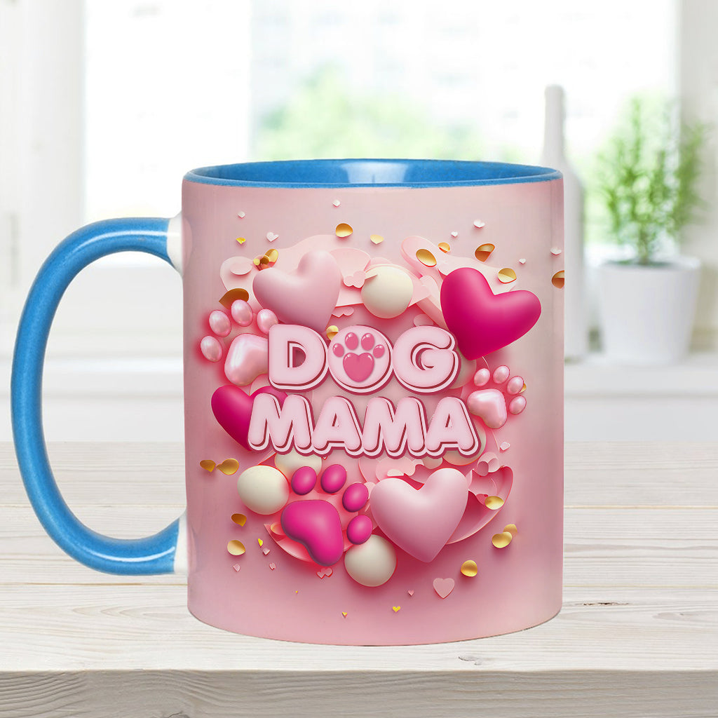 Mug personnalisé « Maman Chien Chat Fourrure » ​​avec cœur rose 3D