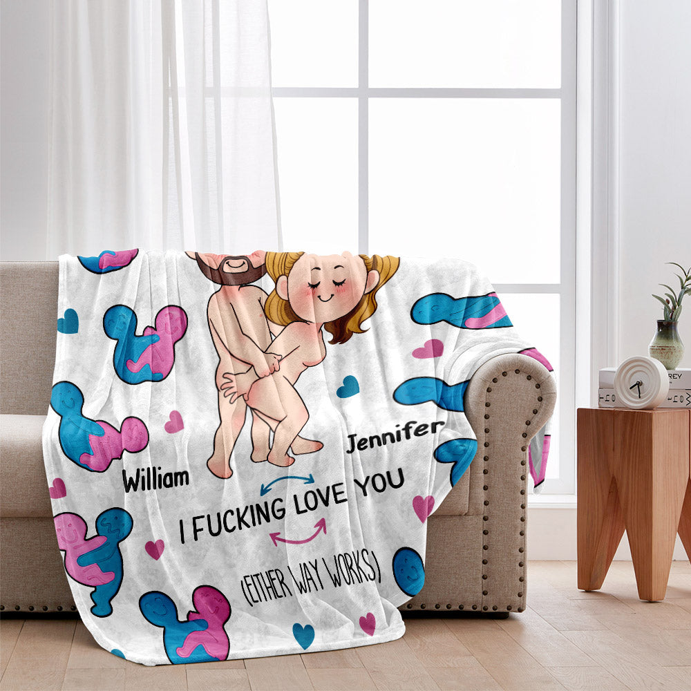 Couverture personnalisée pour couple « Je t'aime » humoristique