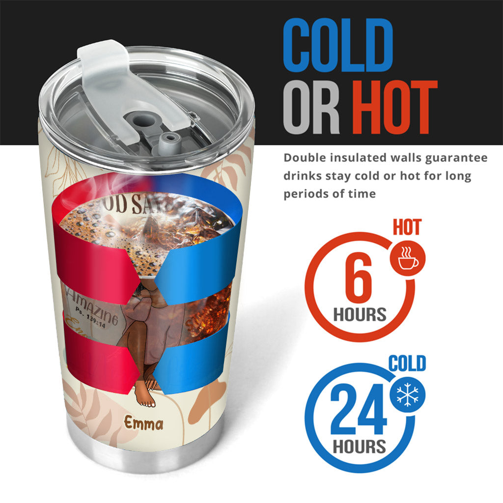 God Says I Am - Personalized African American Tumbler