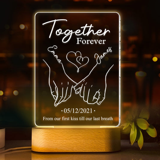 Ensemble pour toujours - Socle lumineux personnalisé en forme de couple