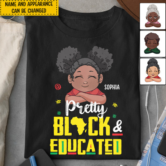 Jolie Noire et Éduquée - T-shirt et sweat à capuche personnalisés pour Afro-Américains