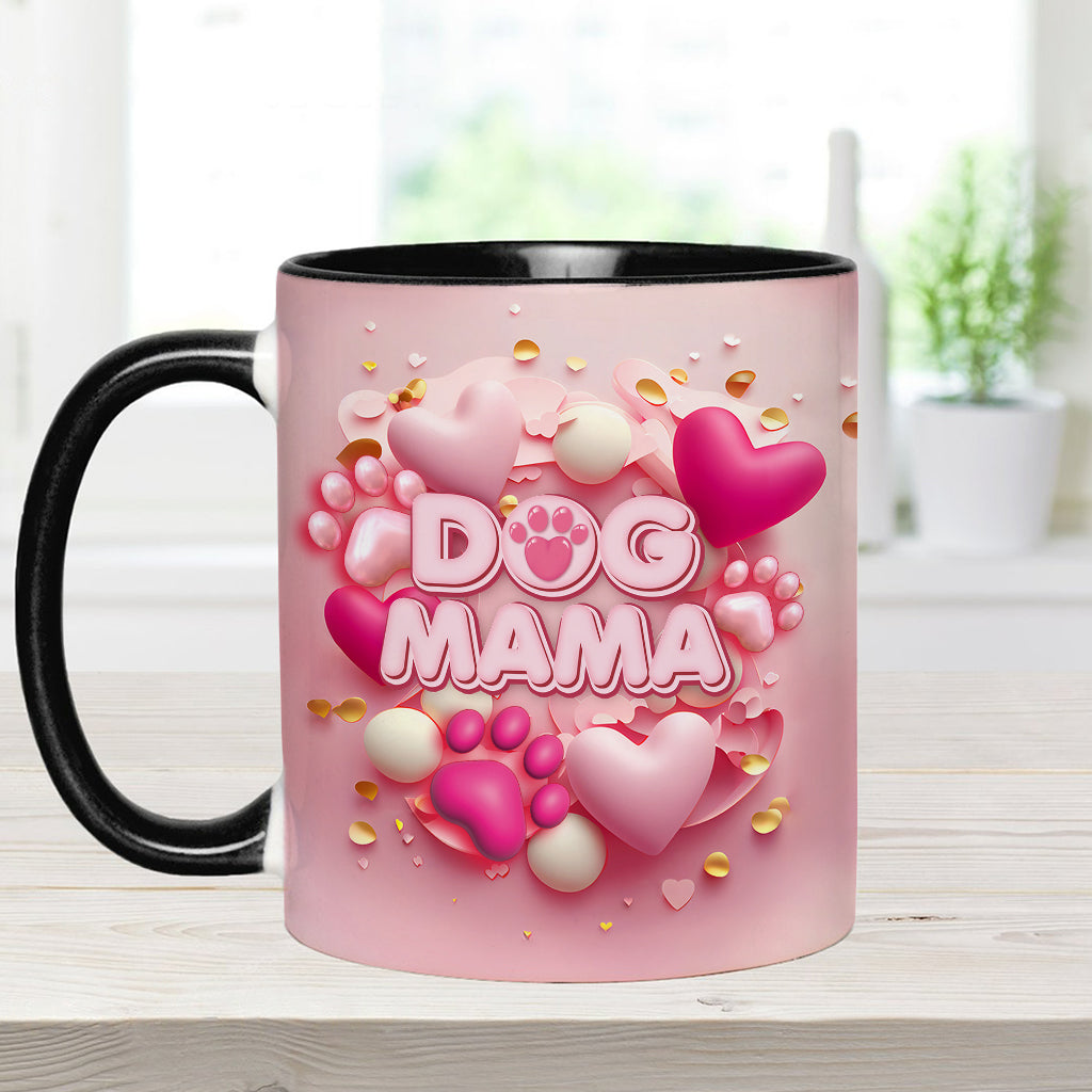Mug personnalisé « Maman Chien Chat Fourrure » ​​avec cœur rose 3D