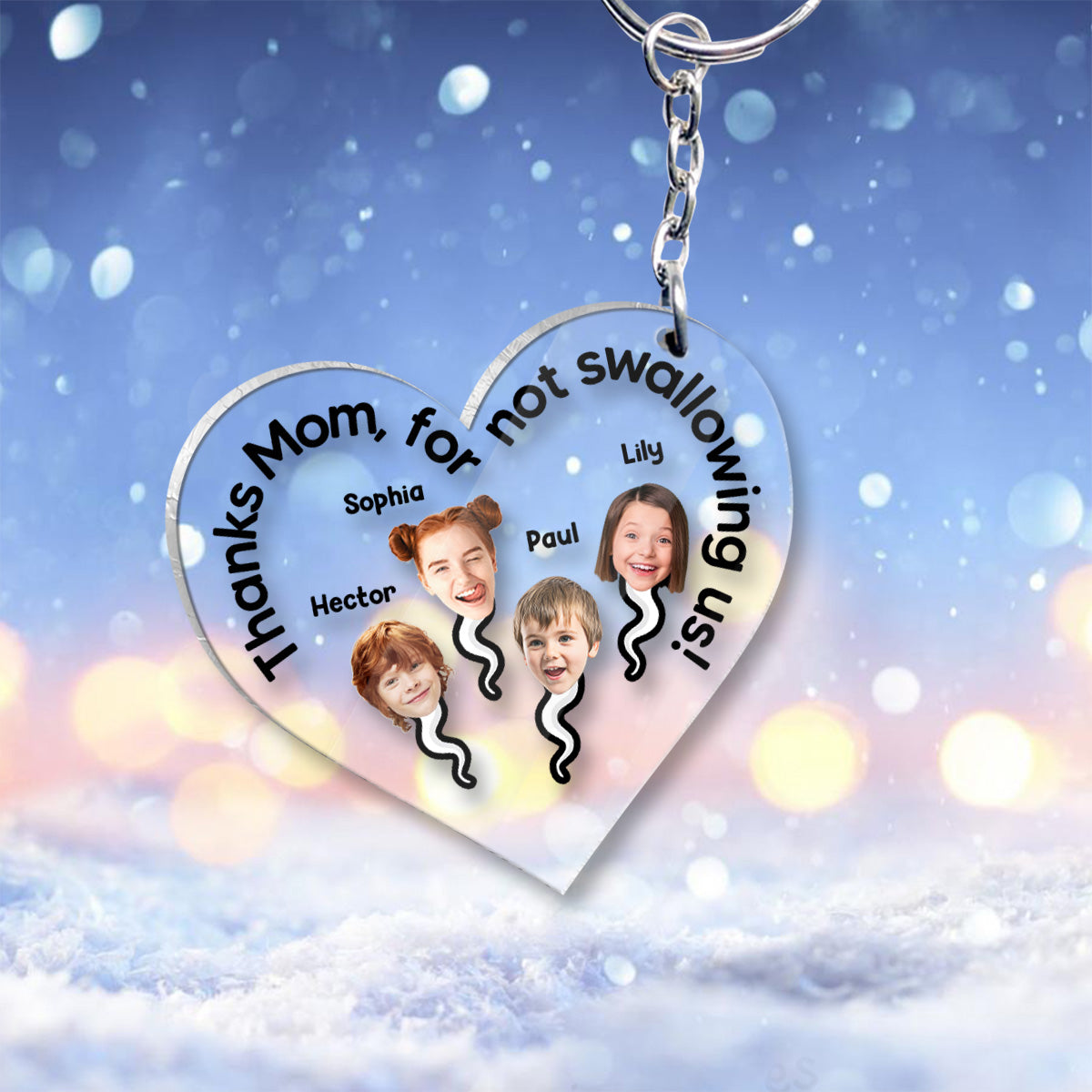Merci maman de ne pas nous avoir avalés - Porte-clés transparent personnalisé pour maman