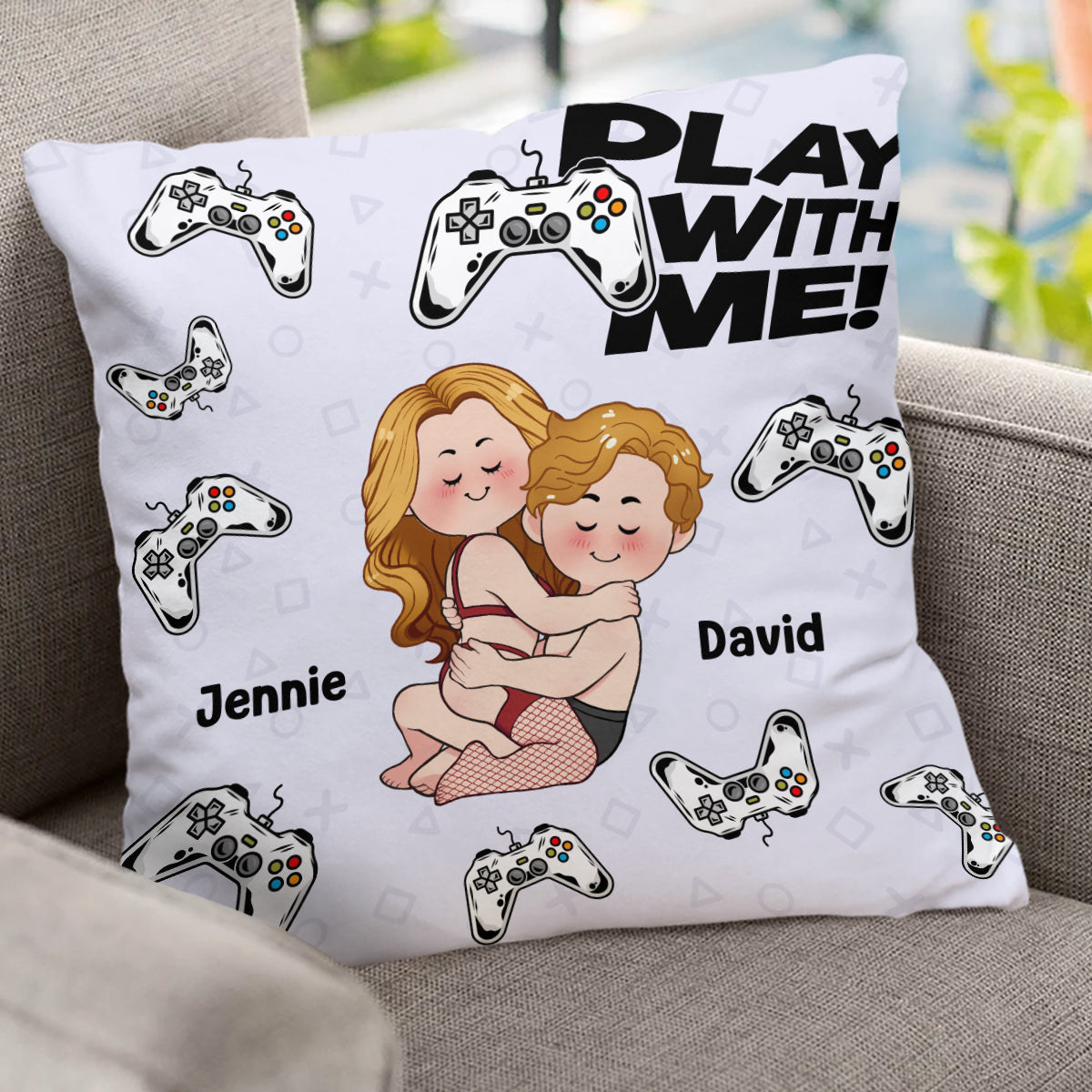 Play With Me - Personalized Video Game Throw Pillow